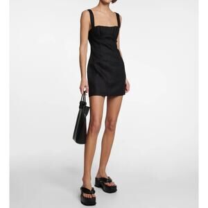 SIR the Label Bettina Bustier Ruched Top Linen Mini Dress 0